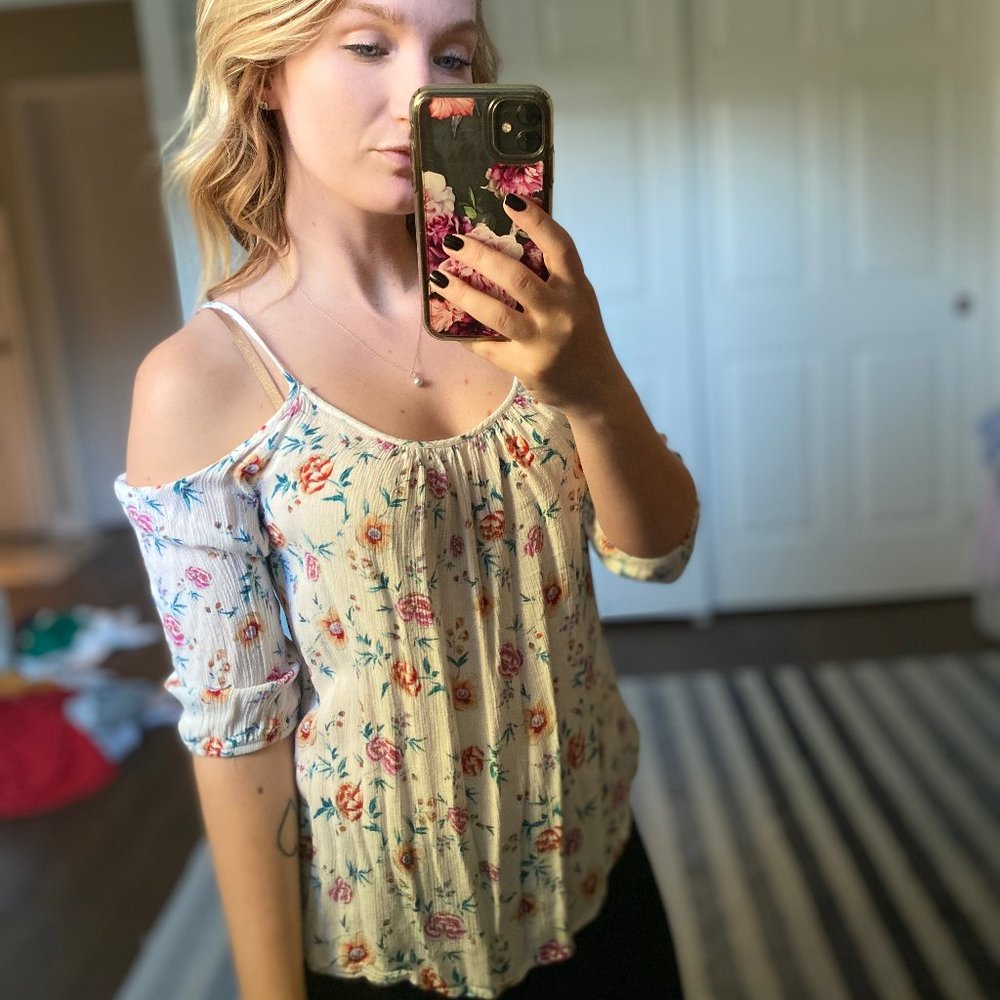 Pink Rose Cold Shoulder Blouse